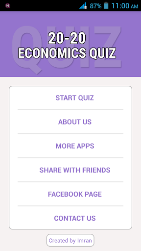 Android application Economics Quiz screenshort