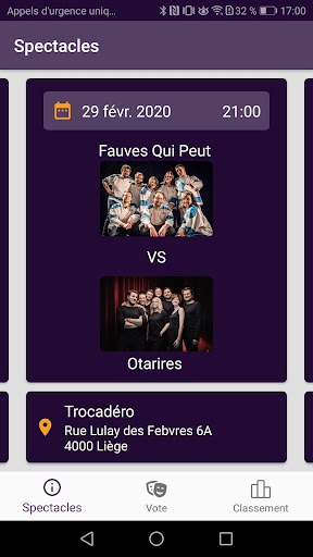 Android application ImproLiégeois screenshort
