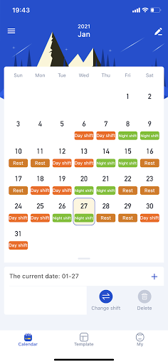 Shift Work Calendar Screen 2