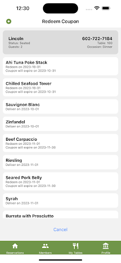 Lescombes Member App Screen 3