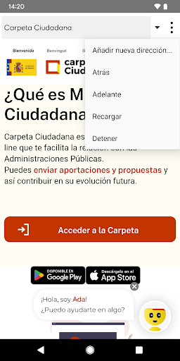 Android application Navegador web con DNI (NFC) screenshort