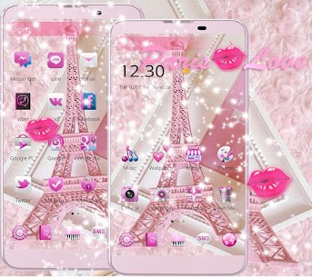 Theme Pink Paris Eiffel Tower For PC installation