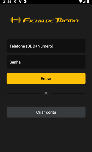 Android application Ficha de Treino screenshort