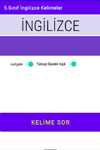5. SINIF İNGİLİZCE KELİMELER