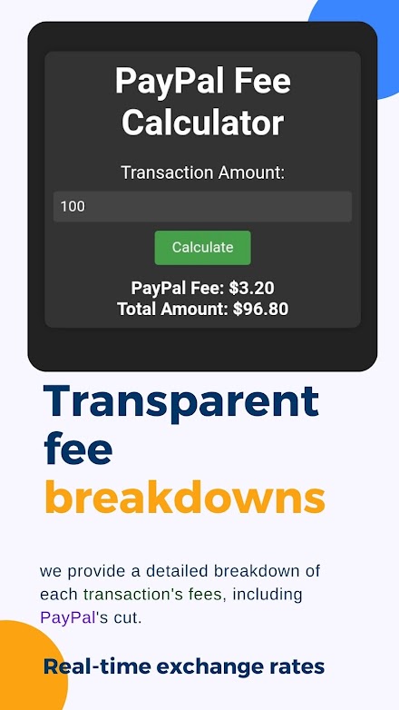 Fee Calculator For PayPal Screen 3