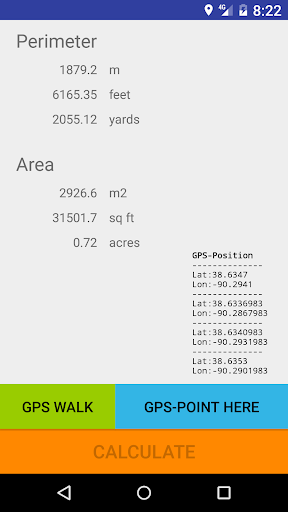 Android application GPS area measure - land survey screenshort