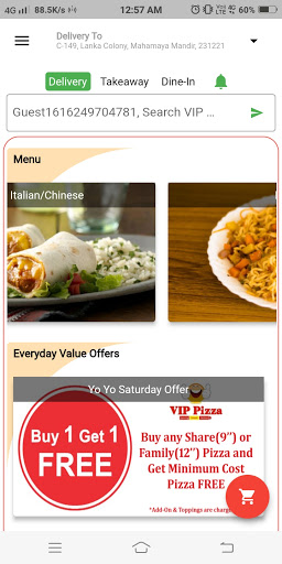 Android application VIP Pizza screenshort