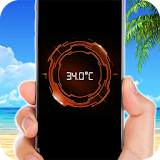 Futuristic thermometer icon