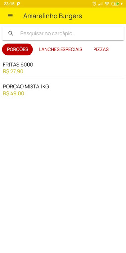 Android application Amarelinho Burger's screenshort