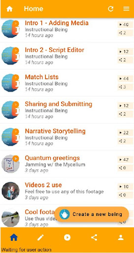 Android application Instigate.ai - the prototype screenshort
