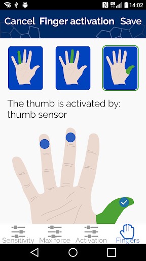 Bioservo Carbonhand App Screen 2