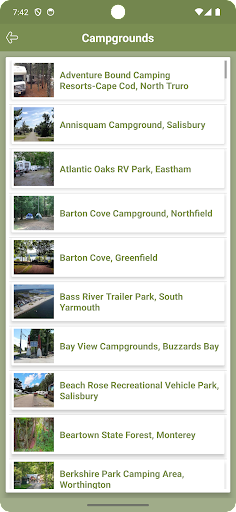 Massachusetts Campgrounds Screen 3