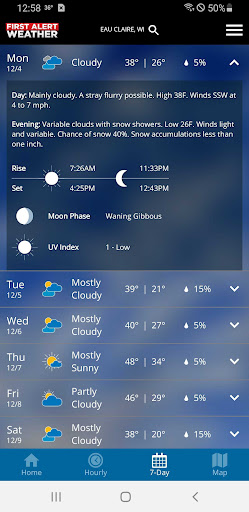 Screenshot of WEAU 13 First Alert Weather