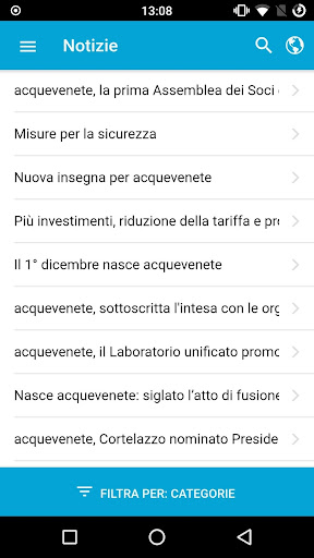 Android application acquevenete screenshort