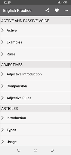 Android application English Grammar Tense Practice screenshort