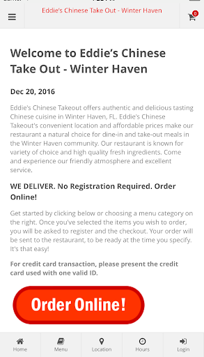 Android application Eddie's Chinese Take Out screenshort