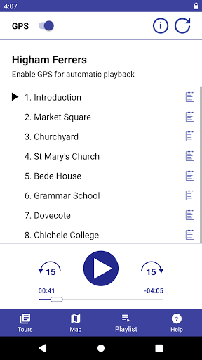Android application Higham Ferrers Audio Tour screenshort