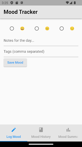 Android application MoodMinder screenshort
