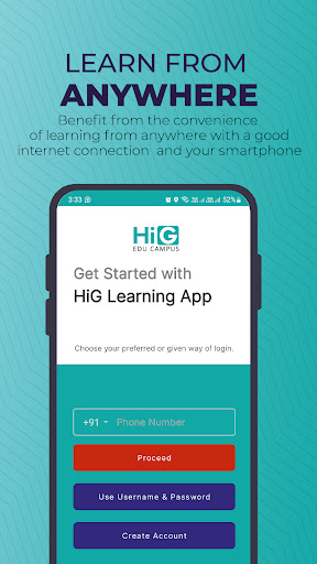Android application HiG Learning App screenshort