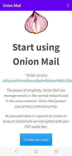 Android application Onion Mail screenshort