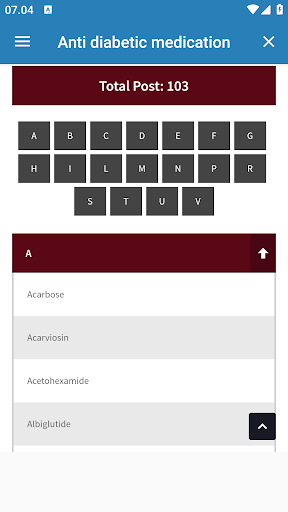 Android application Anti diabetic medication screenshort