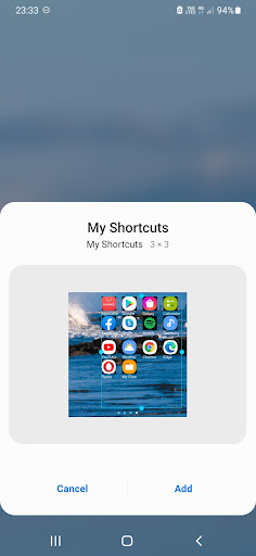 My Shortcuts widget ekran görüntüsü