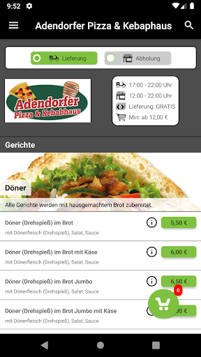 Android application Pizza & Kebaphaus Adendorf screenshort