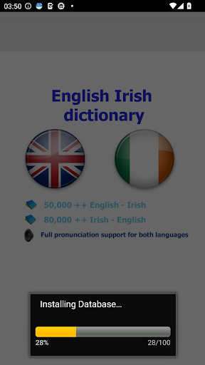 Irish foclóir Béarla Gaeilge Screen 2