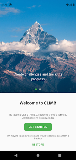 Android application Climb screenshort