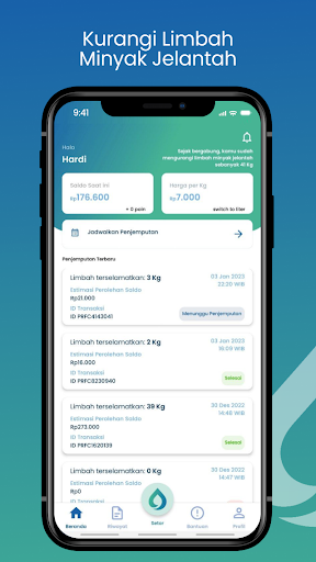 Android application Setor Jelantah screenshort
