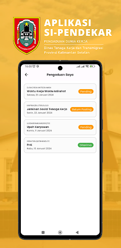 SI-PENDEKAR - Pengaduan Naker Screen 2
