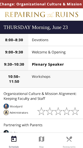 Android application Repairing the Ruins Conference screenshort
