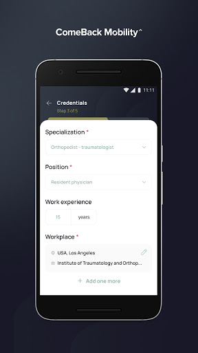 ComeBack Mobility - Doctor Screen 2
