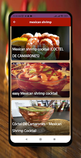 Android application mexican foods screenshort