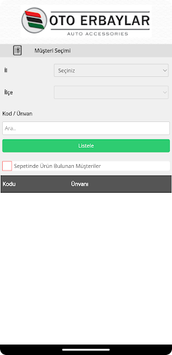 Android application Oto Erbaylar B2B screenshort