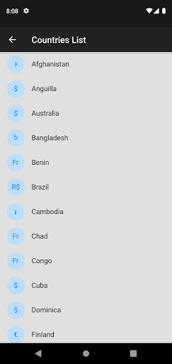 Exchange Rates Screen 3