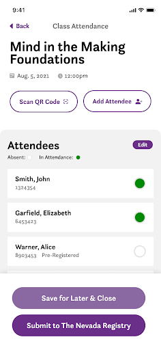 Nevada Registry Trainer App Screen 3