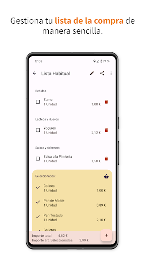Android application Lista de la Compra screenshort