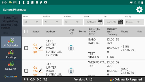 SRx Delivery Screen 2