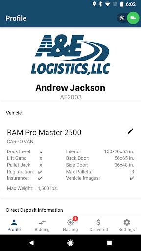 Android application A&E Logistics screenshort