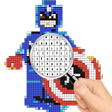 Color by number Superhero pixel art icon