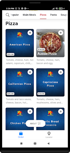 Android application Pizzaland Bistro screenshort