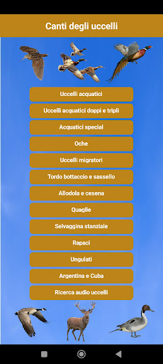 Android application Il canto degli uccelli screenshort