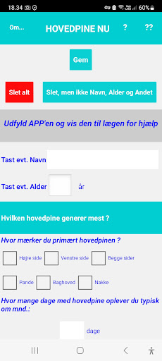 Android application HovedpineNU screenshort