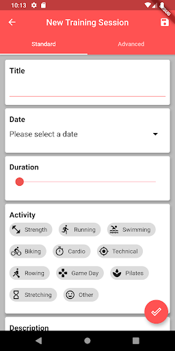 Training Diary+ Screen 3