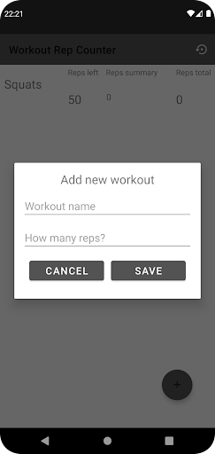 Android application Workout Rep Counter screenshort