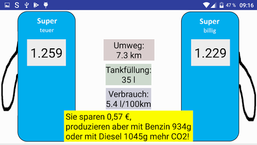 Android application tanken - Umweg ok? screenshort