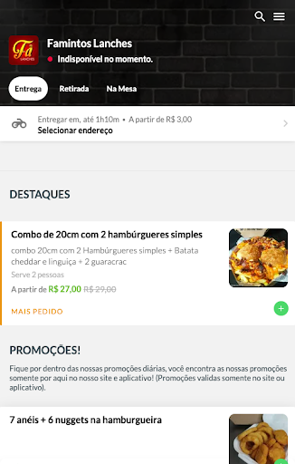 Android application Famintos Lanches Delivery screenshort