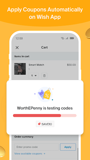 Automatic Coupons for Wish Screen 2