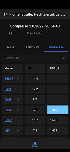 Android application Tanken screenshort
